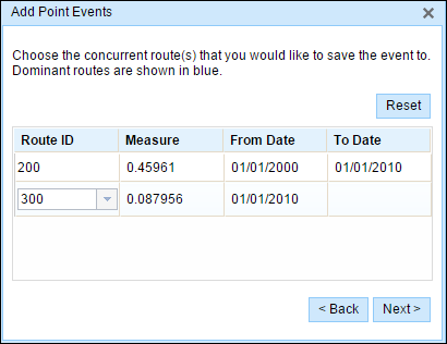 Choosing a route using the drop-down arrow Choosing a route using the drop-down arrow